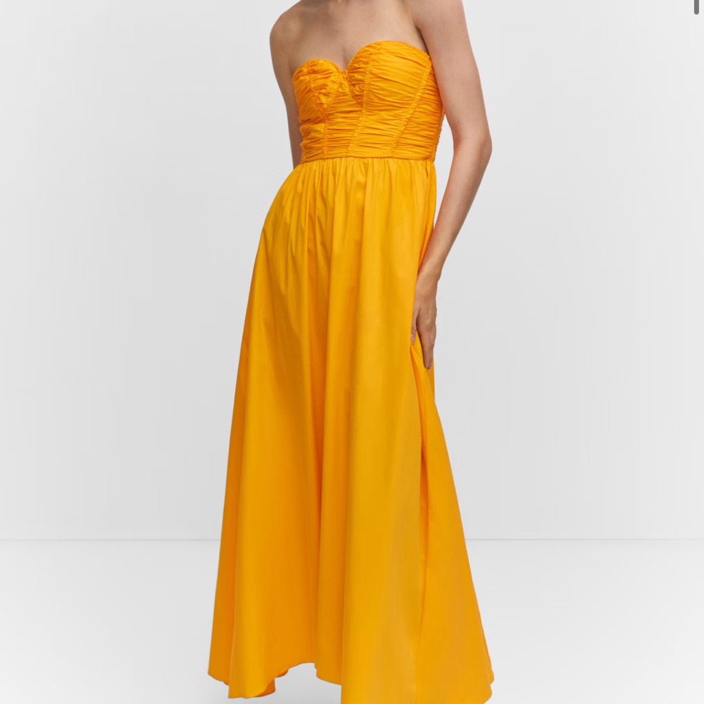 Elegant Strapless Yellow Dress